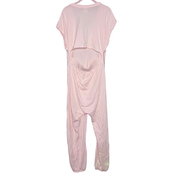 Free People Movement Hot Shot V-Neck Onesie Jumpsuit Petal Pink Size Medium - Picture 2 of 4